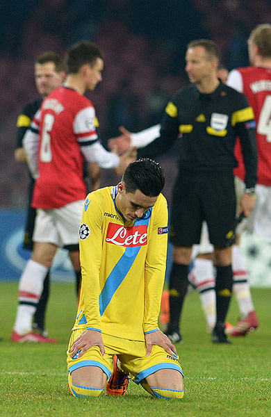 Napoli v Arsenal: Jose Maria Callejon dejected