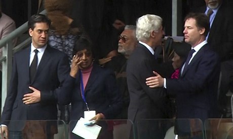 Bill Clinton with Nick Clegg at the Nelson Mandela memorial service