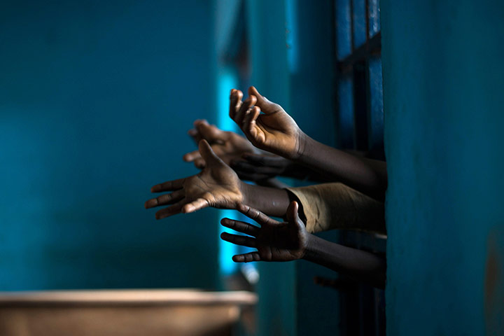 20 Photos: children ask for biscuits, at a camp in the Central Africa Republic