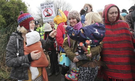 Anti-fracking protesters in Barton Moss