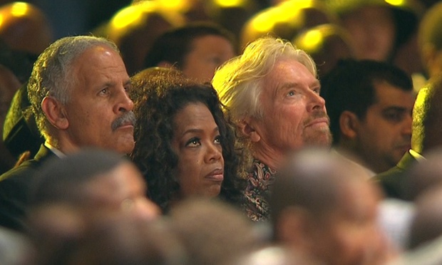 Oprah Winfrey, her husband Stedman Graham and Richard Branson at the service.