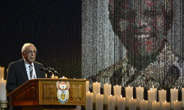 Anti-apartheid activist and close friend of Nelson Mandela, Ahmed Kathrada, gives a speech.
