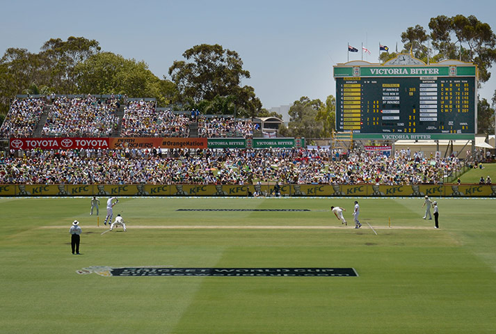 third test day 3: Mitchell Johnson bowls