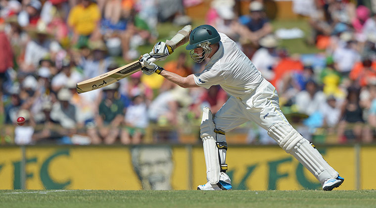 third test day 3 pt 2: Australian batsman Chris Rogers drives 