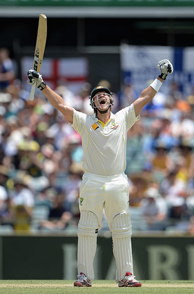 Shane Watson celebrates his century