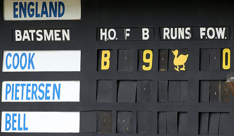 3rd test day 4 eng ings: The scoreboard displays the fall of wickets for England 