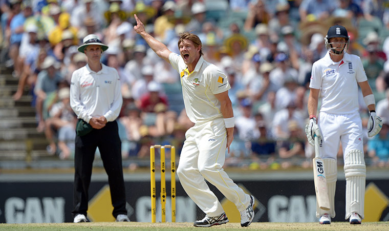 Australian bowler Shane Watson appeals for LBW