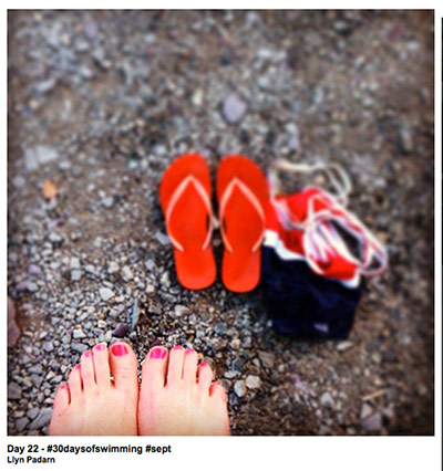 Big Picture - swimming: crop of feet and flip-flops