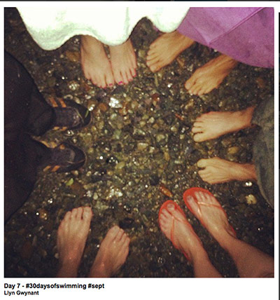 Big Picture - swimming: shot of feet on pebbles