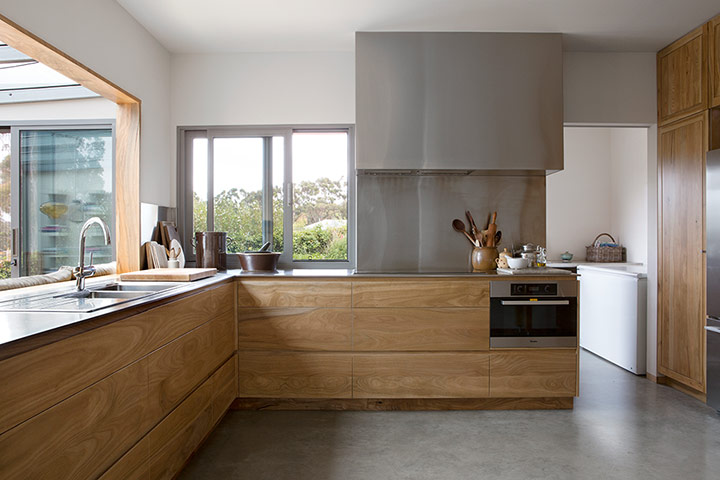 Homes - Perth House: interior of kitchen with wooden cupboards