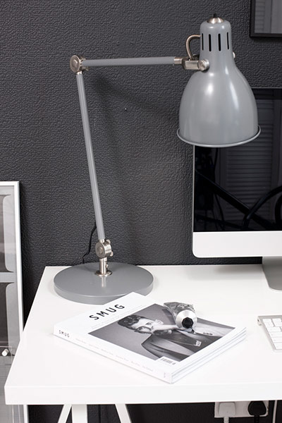 homes - glasgow house: office space with grey lamp and white desk