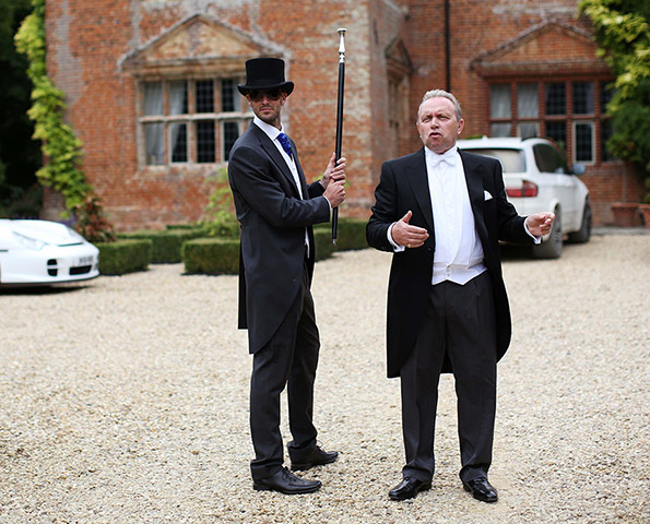 Butler training school: House owner Johnny Kerr and butler George Telford talk ahead of a party