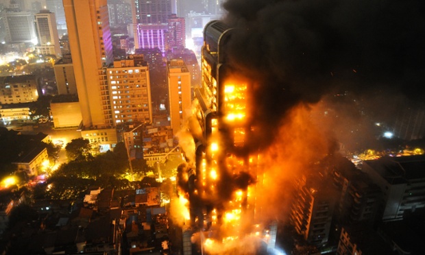 A fire outbreak made an inferno of this high-rise building in Guangzhou, China. Authorities were unable to say whether there were any casualties from the blaze in the unfinished Jianye Building.