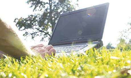 Laptop in a park