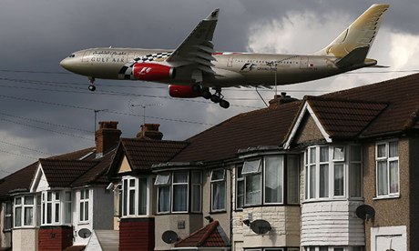 A Gulf Air jet arrives at Heathrow