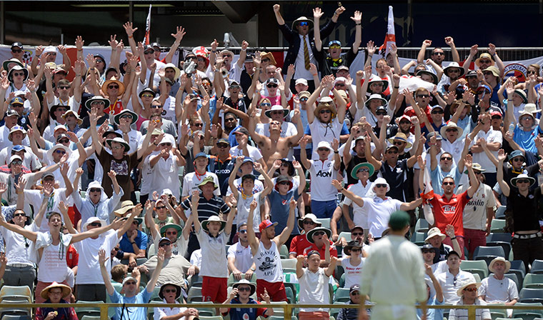 third test final day: The Barmy Army sing in the stands