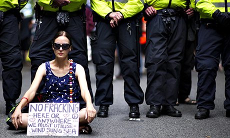 Protest against fracking in the Village of Balcombe