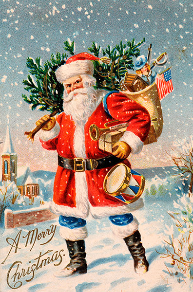 10 best: Colour Illustration Of Santa Claus With A Sack Of Toys