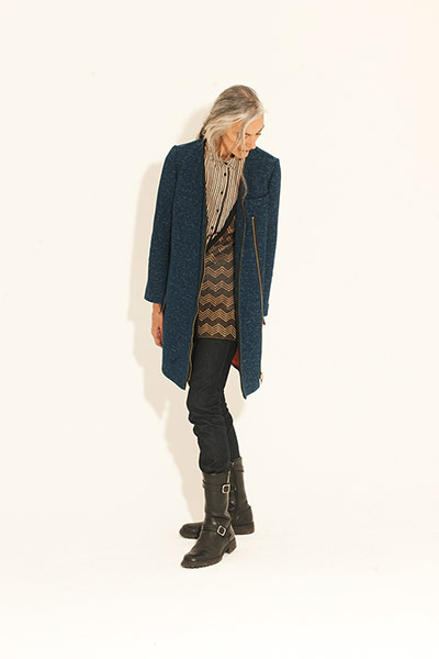 All Ages denim: striped shirt cardigan zig zag pattern denim coat jeans