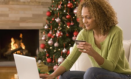 A woman shopping online.