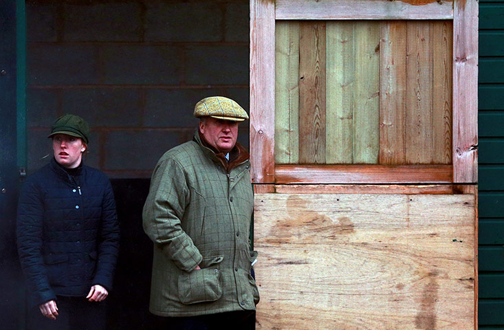 Racing at Exeter2: Trainer Paul Nicholls (R) looks on