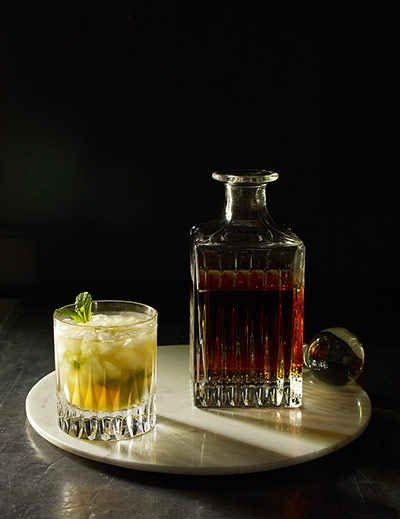 John Lewis Dec gallery: John Lewis: mint julep and bourbon in a decanter