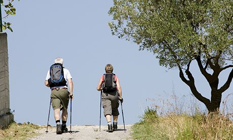 Older people hiking