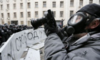 Photographer takes photo of police during Kiev protests