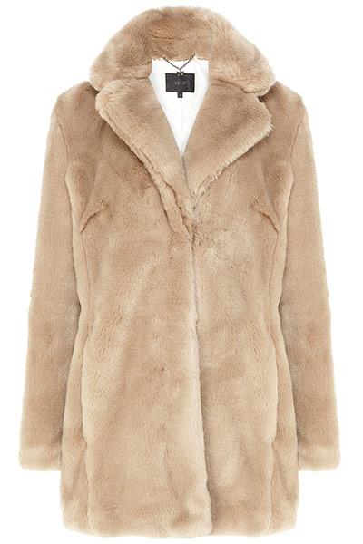 Get the look teddy bear : beige teddy bear coat with collar