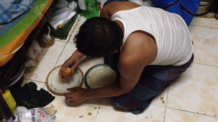 Abu Dhabi workers: A Bangladeshi painter at the New York University campus being built in Abu 