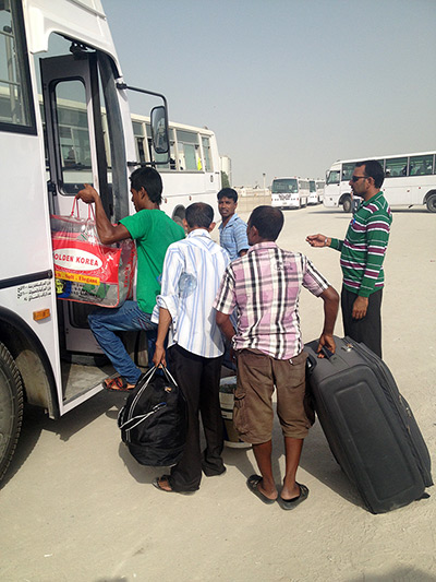 Abu Dhabi workers: Louvre subcontractors evacuating the Saadiyat Construction Village after ma