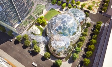 Amazon world … New Seattle HQ will take the form of three interconnect biospheres, filled with trees and vines.