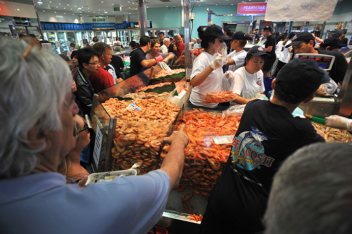 Fish Market: Crowds rush to buy prawns