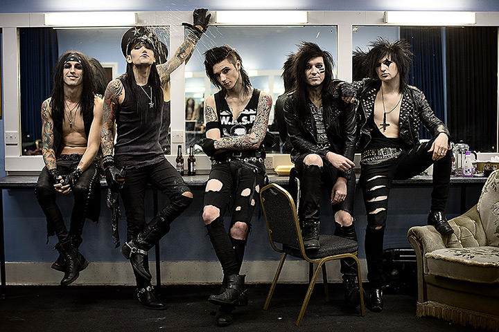 portraits of year: Black Veil Brides Rock bandin their dressing room before going on stage at
