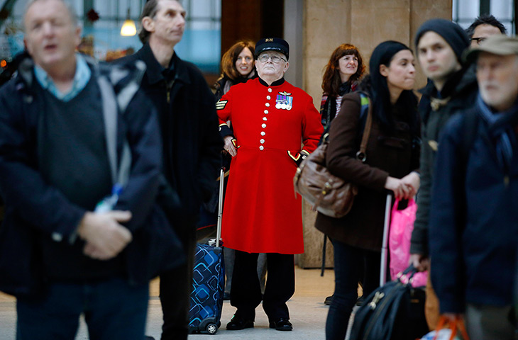Top ten: London, UK: A Chelsea pensioner waits amongst crowds who were delayed or ha