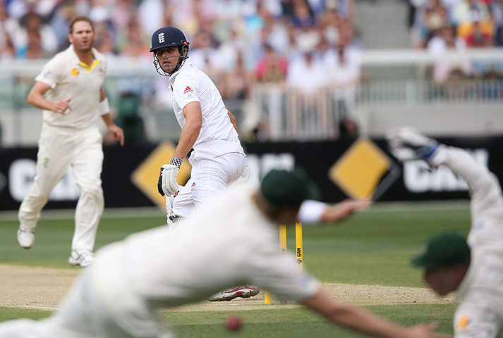 fourth test day 1: Alastair Cook edges the ball 