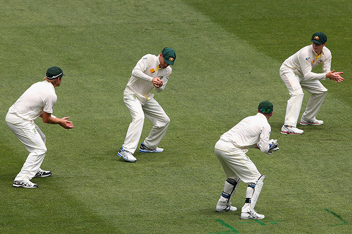 fourth test day 1: Michael Clarke catches Alastair Cook