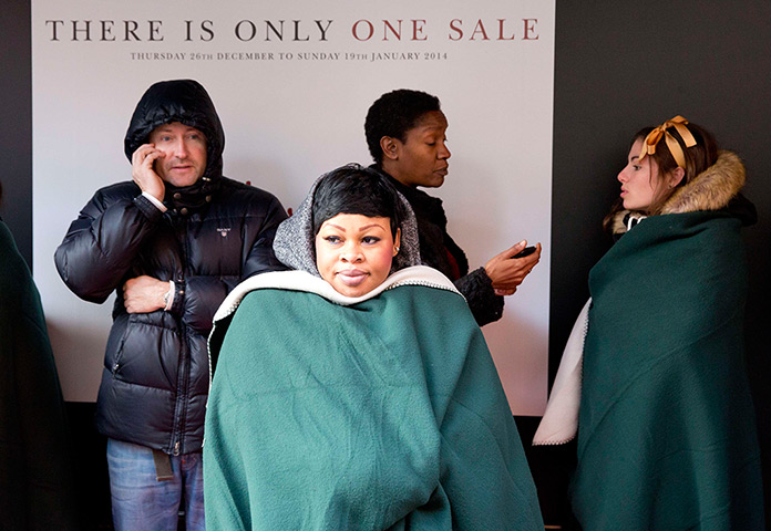 Boxing day sales: Shoppers queue in blankets for the Boxing Day sale at Harrods