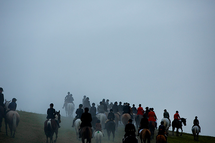 Boxing day hunt: The Pendle Forset and Craven Hunt annual Boxing Day meet at Gargrave, North