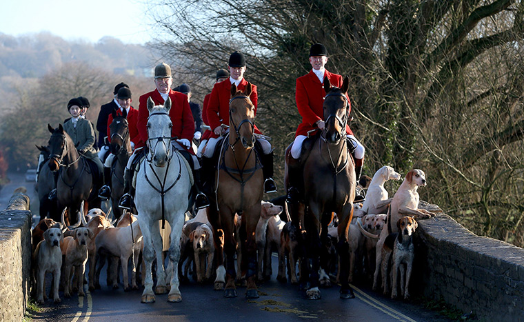 Boxing day hunt: Stuart Radbourne, huntsman and joint-master with the Avon Vale Hunt, leads 