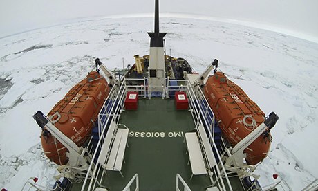 Ship prow trapped ice