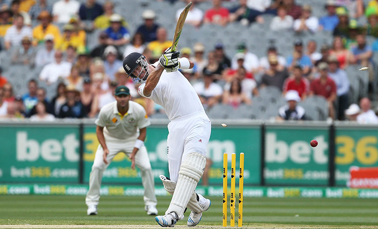 Fourth test day two: Kevin Pietersen is bowled