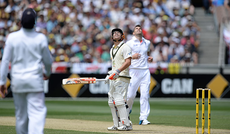 Fourth test day two: Australia's David Warner is out