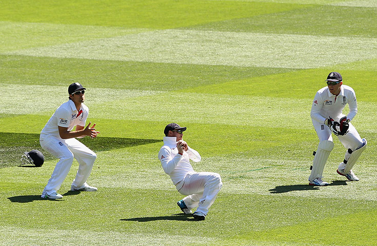 Fourth test day two: Ian Bell takes a catch
