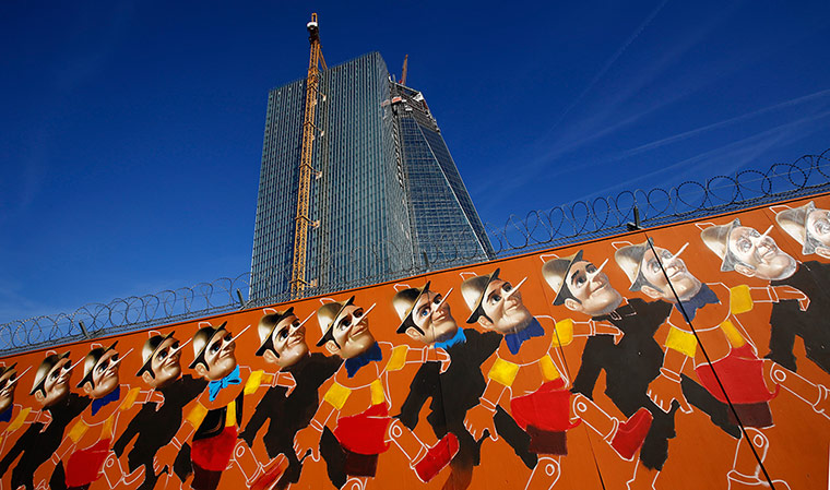 Graffiti: 14 repetitive Pinocchio's by graffiti artist, known as Case