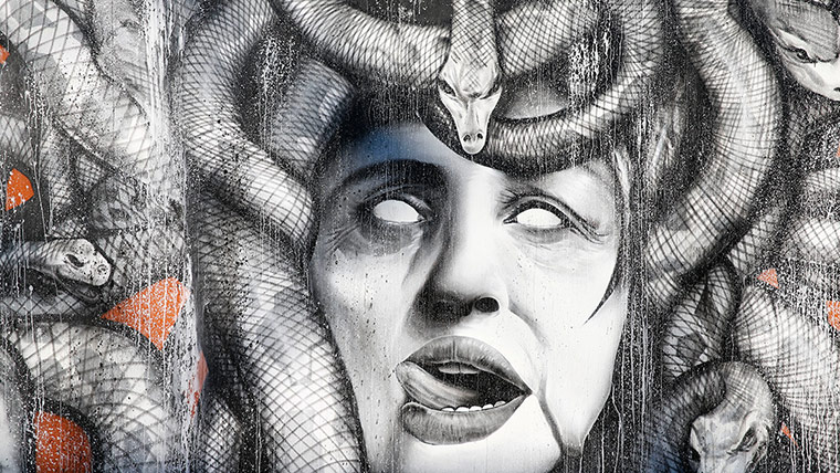 Graffiti: Graffiti at the construction site of the new headquarters of the European C