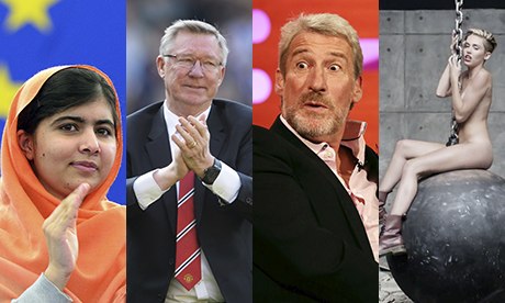 Malala Yousafzai, Alex Ferguson, Jeremy Paxman, Miley Cyrus