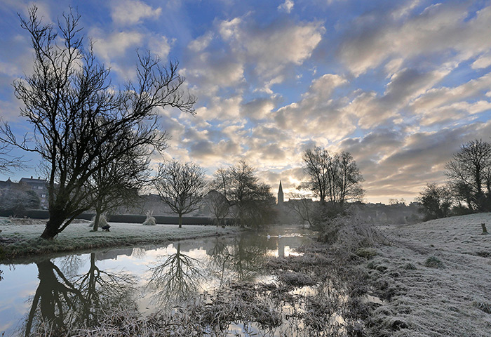 the year in weather: Frost covers the ground near Malmesbury, Wiltshire