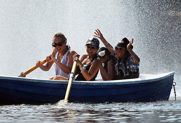 the year in weather: Londoners take to the boating lake in Victoria Park