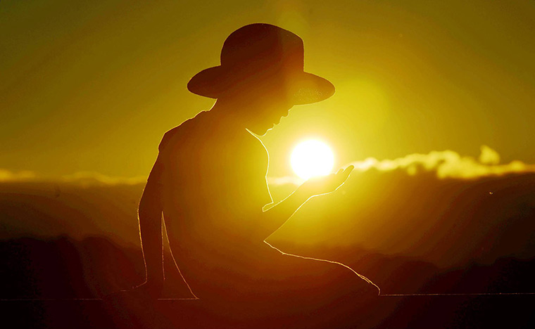 the year in weather: A boy enjoys the last of the hot summer weather in Teesdale, County Durham